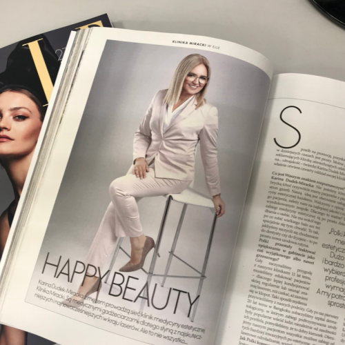 “Happy Beauty” - wywiad z Kariną Dudek-Miracką, Dyrektor Generalną Kliniki Miracki można przeczytać w listopadowym wydaniu magazynu Elle. Zapraszamy na zabiegi w naszych klinikach w Warszawie, Łodzi, Katowicach i Krakowie.