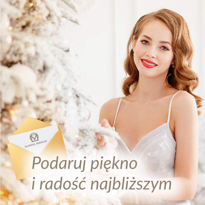 Bon upominkowy na zabiegi medycyny estetycznej to najlepszy prezent na Święta. Podaruj Bliskim upominek, o jakim marzyli. Klinika Miracki Warszawa, Kraków, Katowice, Łódź zaprasza!